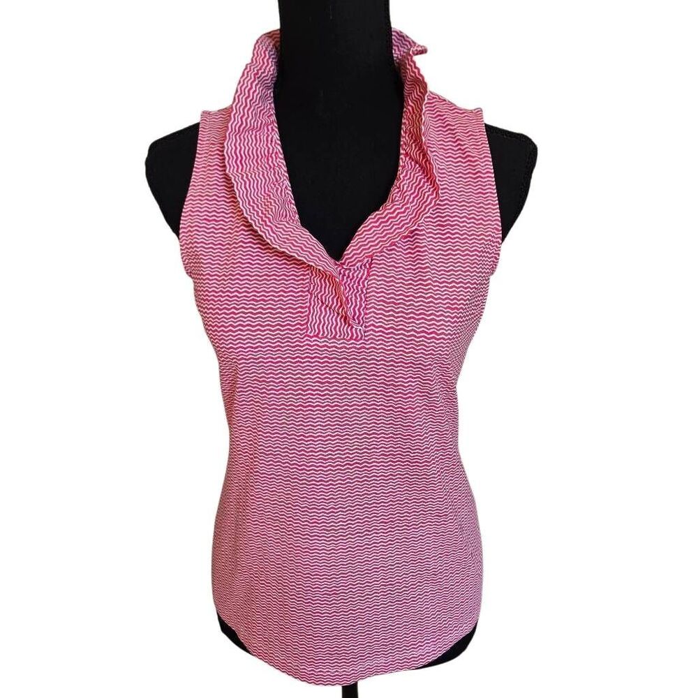 J McLaughlin Womens Durham Catalina Cloth Pink White Sleeveless Top XS